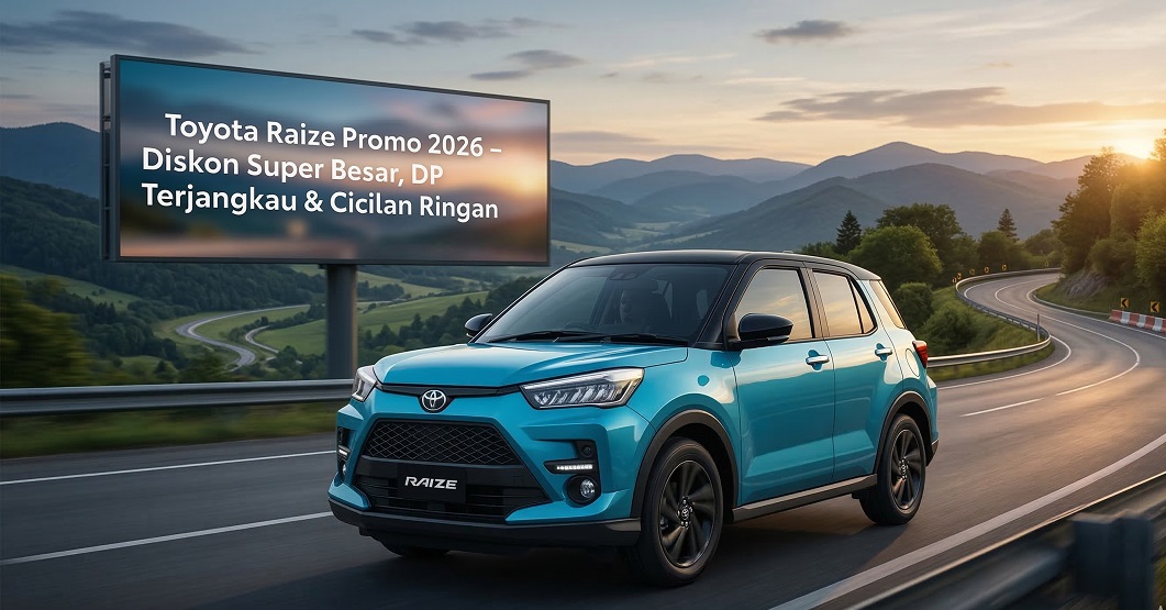 Penampilan Toyota Raize promo terbaru dalam promo spesial 2026 dengan penawaran DP murah dan diskon besar.