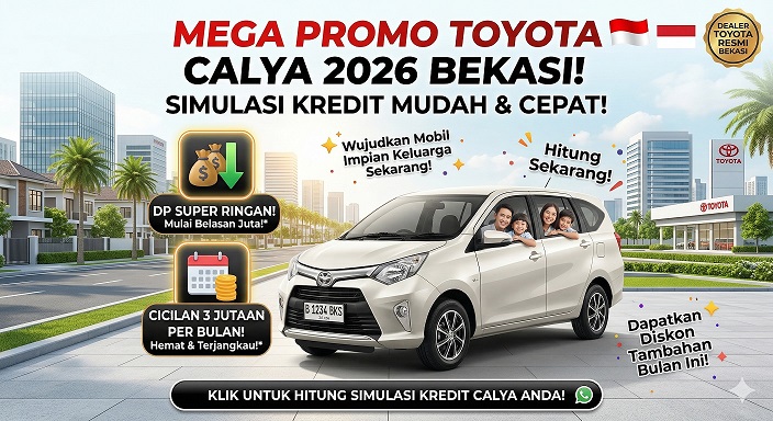 Cek tabel Toyota Calya simulasi kredit 2026. Dapatkan mobil keluarga dengan DP super ringan dan cicilan mulai 3 jutaan.