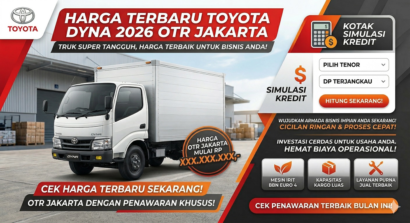 Informasi lengkap Toyota Dyna harga terbaru 2026 OTR Jakarta untuk armada truk super tangguh.
