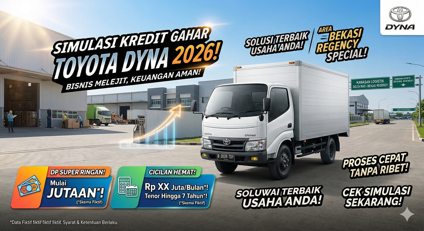 Tabel Toyota Dyna simulasi kredit 2026 dengan DP super ringan dan cicilan hemat untuk bisnis Anda.