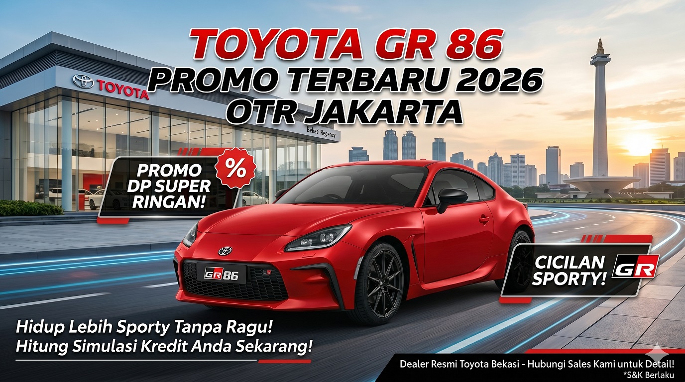 Cek Toyota GR 86 promo terbaru 2026. Dapatkan sports car idaman dengan diskon spesial, DP super ringan, dan cicilan terjangkau.