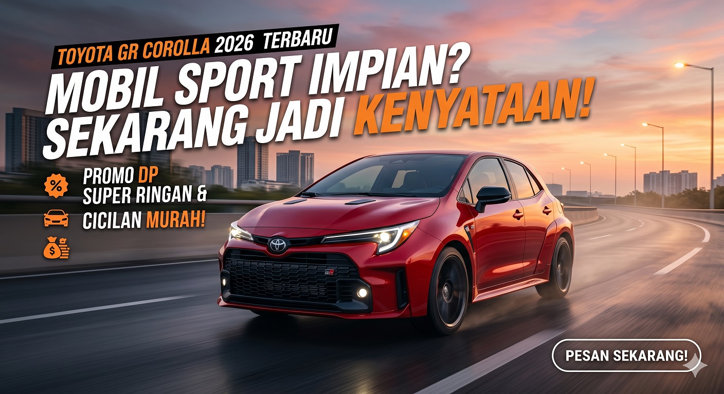 Cek info Toyota GR Corolla 2026 terbaru. Dapatkan hot hatch impian dengan promo DP super ringan dan cicilan mobil sport.