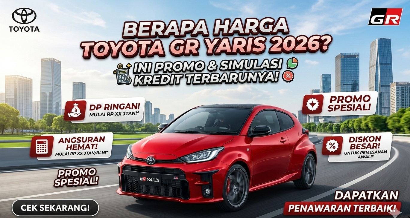 Cek harga Toyota GR Yaris 2026 terbaru. Dapatkan promo spesial dan simulasi kredit dengan cicilan ringan bulan ini.