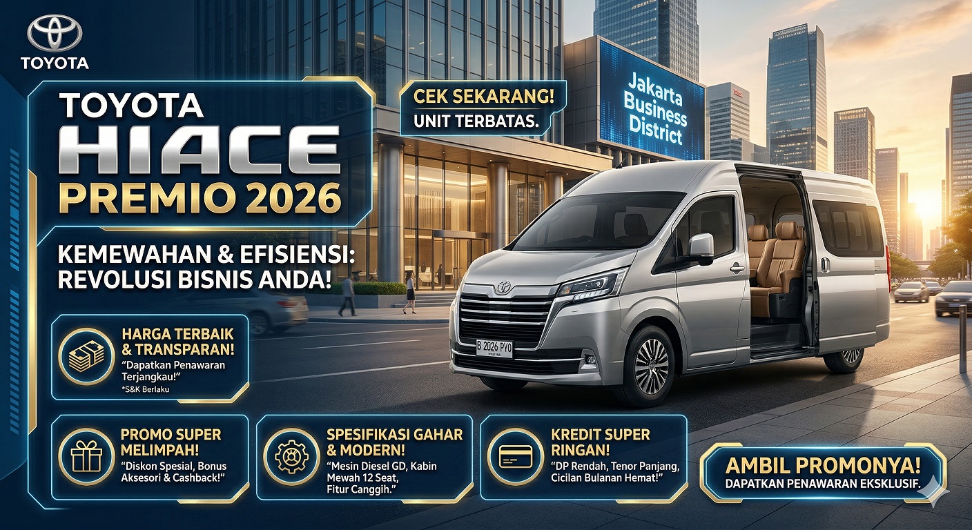 Toyota Hiace Premio 2026 - Harga, Promo & Kredit Ringan