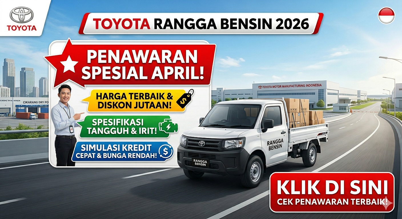 Tampilan lengkap Toyota Rangga Bensin 2026 terbaru, mobil niaga tangguh dengan promo dan spesifikasi terbaik.