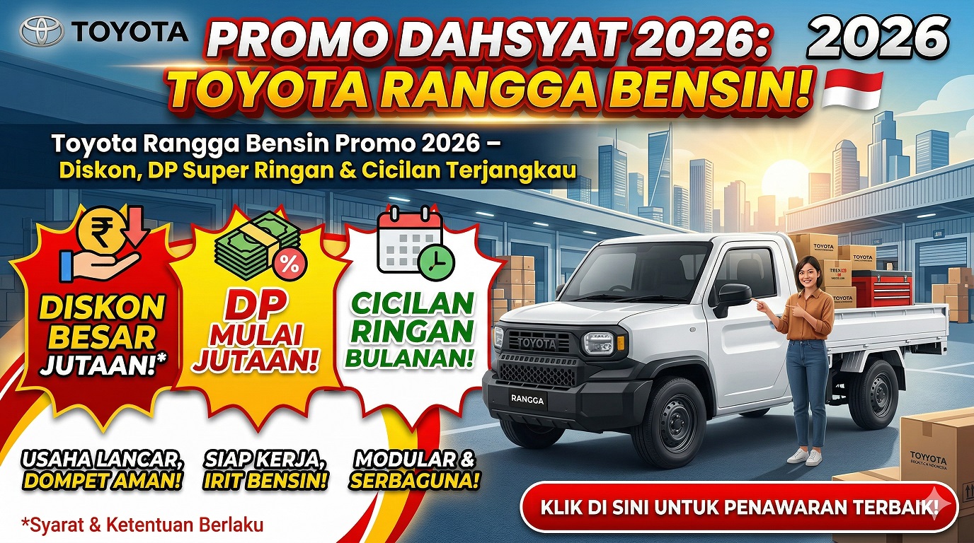 Info Toyota Rangga Bensin promo 2026 terbaru dengan diskon spesial, DP super ringan, dan cicilan terjangkau.