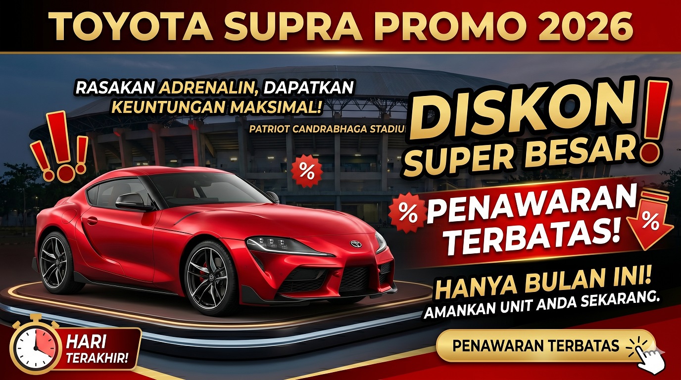 Cek Toyota Supra promo 2026 terbaru. Nikmati diskon super besar dan penawaran terbatas untuk sports car legendaris ini.