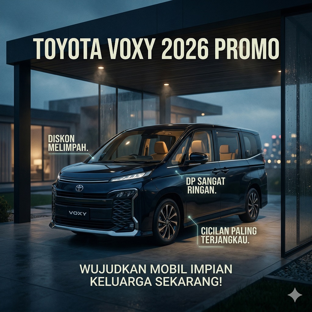 Dapatkan Toyota Voxy promo 2026 dengan diskon besar, DP super ringan, dan cicilan terjangkau untuk keluarga Anda.
