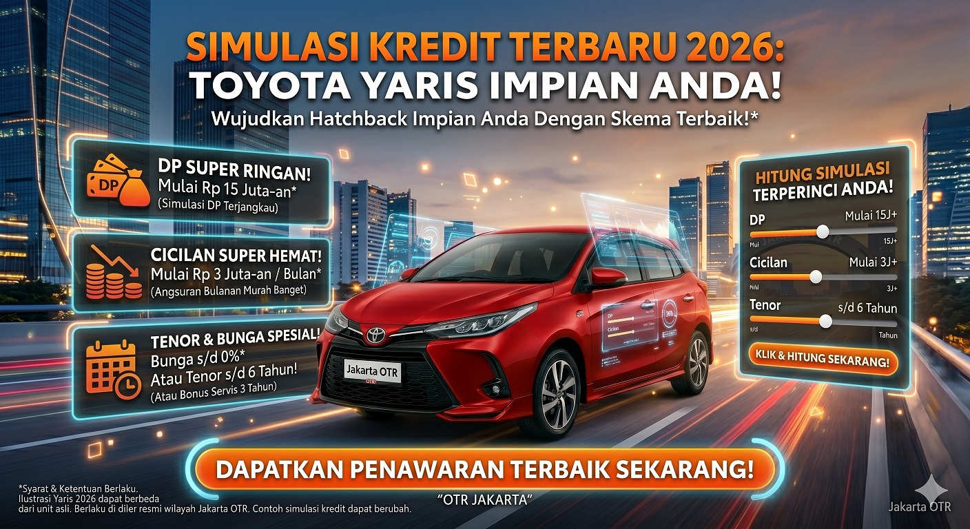 Toyota Yaris Simulasi Kredit 2026 Terbaru: DP Ringan & Cicilan Super Hemat