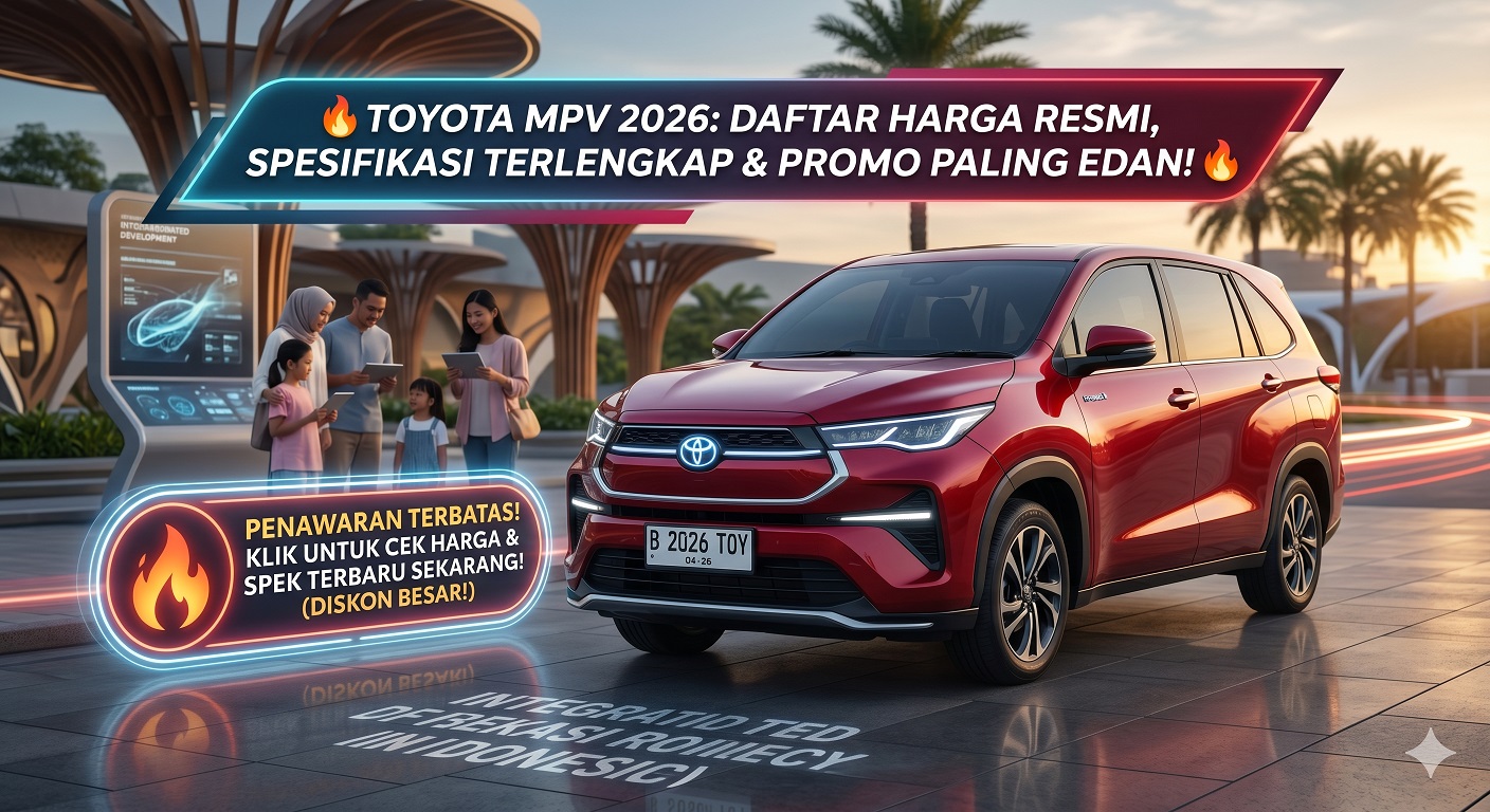 Cek daftar harga, spek lengkap, dan super promo paling update untuk lini Toyota MPV 2026. Temukan mobil keluarga idaman Anda.